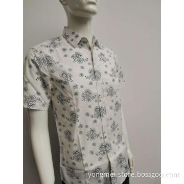 Mens cotton spandex print long sleeve shirt